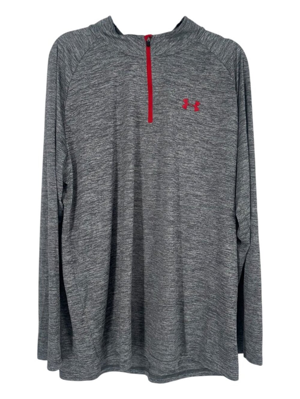 Under Armour Men’s Pullover 2XL Heathered Gray Red Quarter Zip HeatGear Athletic